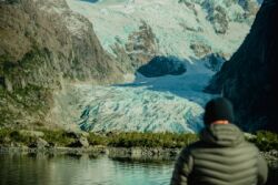 Man watching glacier