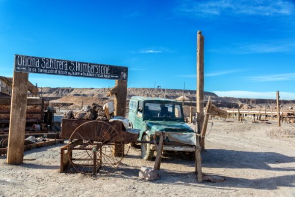 Entrance to the UNESCO World Heritage ghost town of Humberstone, Chile