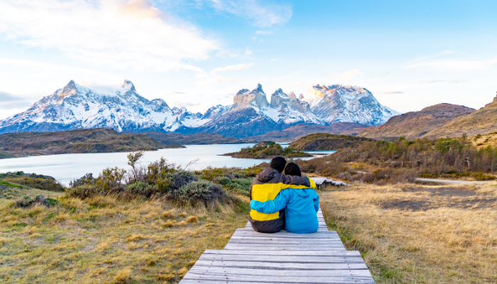 Torres del Paine NP with couple